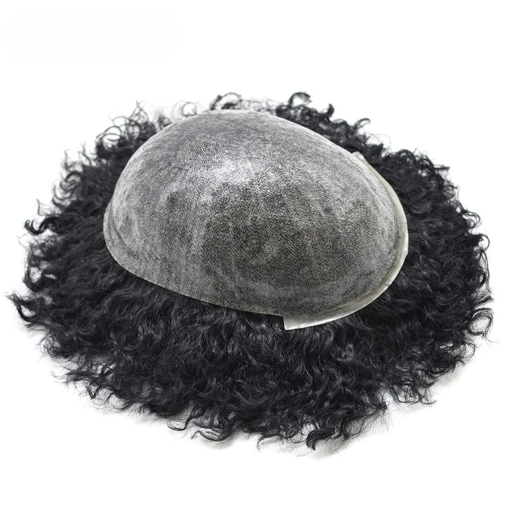 Toupet afro curly base PU injectée - cheveux humains | Afro King product image 2