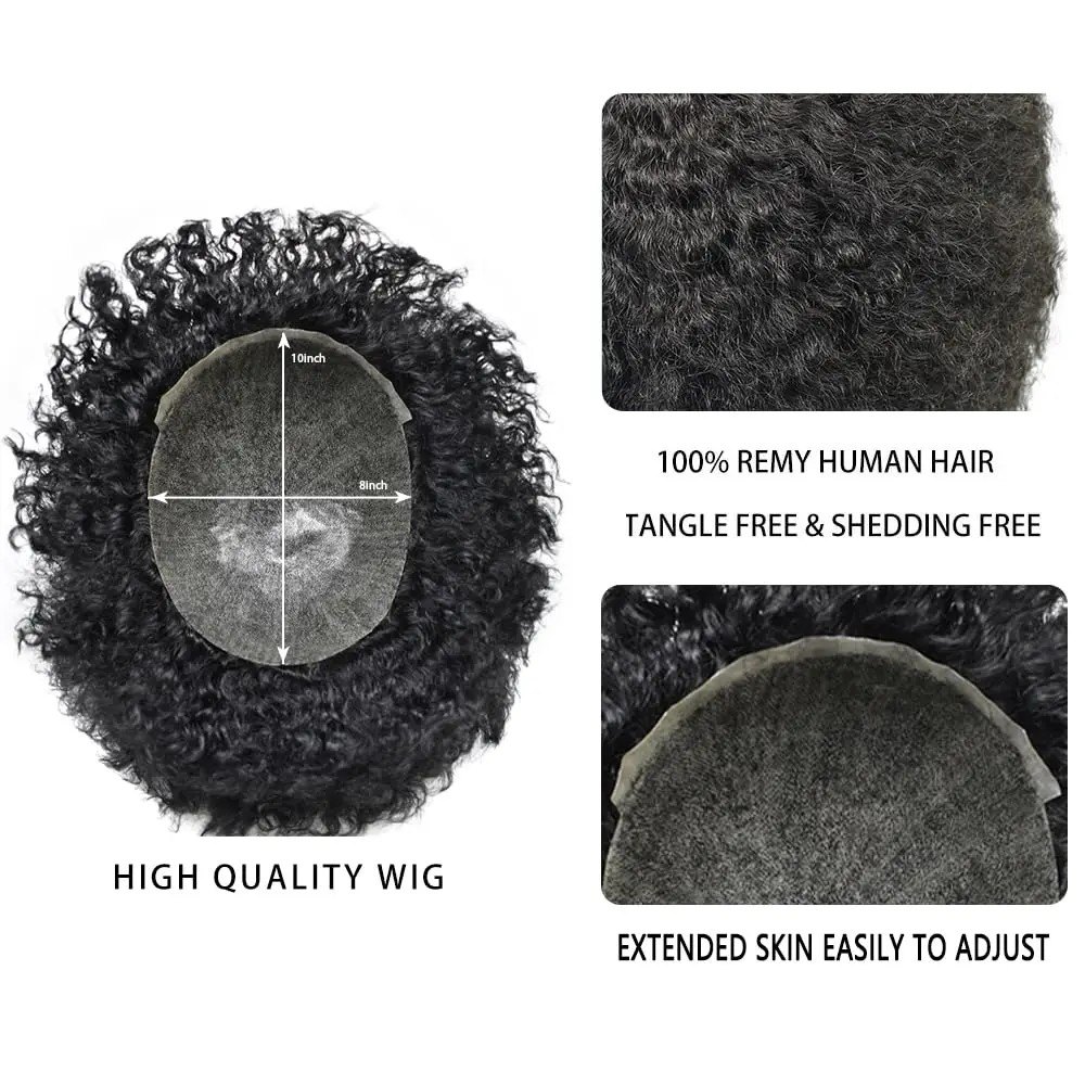 Toupet afro curly base PU injectée - cheveux humains | Afro King product image 3