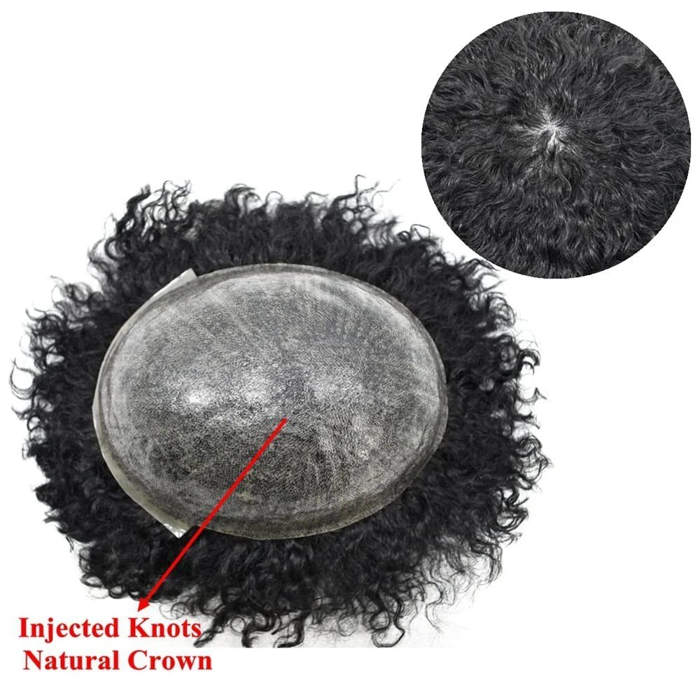 Toupet afro curly base PU injectée - cheveux humains | Afro King product image 4