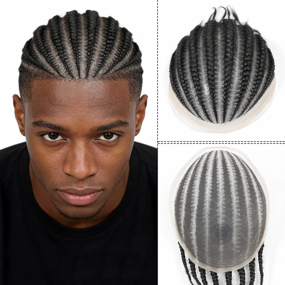 Toupet cornrows tressé full lace - cheveux humains | Afro King product image 1